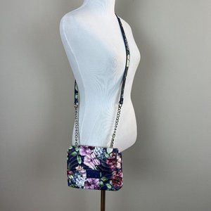 Betsey Johnson Crossbody Shoulder Bag Floral Multicolor Quilted Flap Chain New